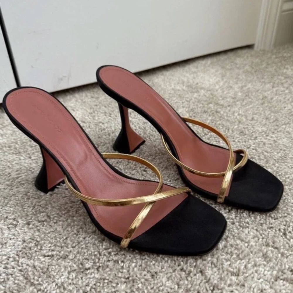 Amina Muaddi Black Henson Cross-over Mules